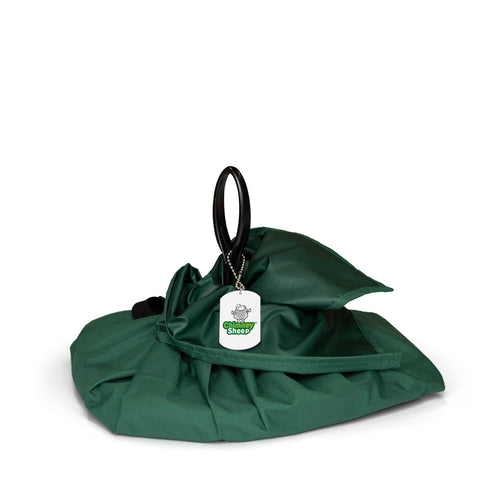 Sustainable green fabric wrap on a Chimney Sheep.