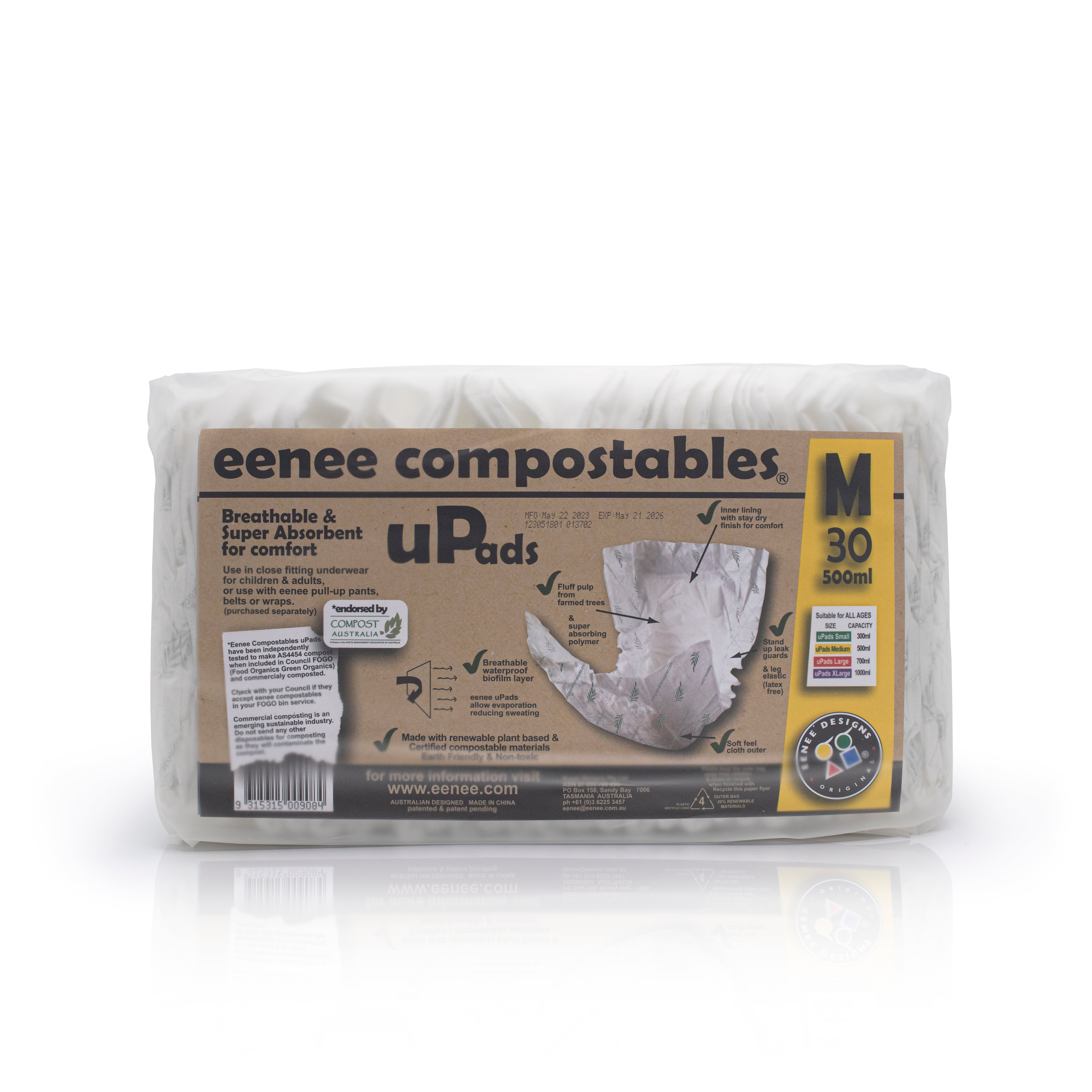 Planet friendly compostable nappy pads for babies