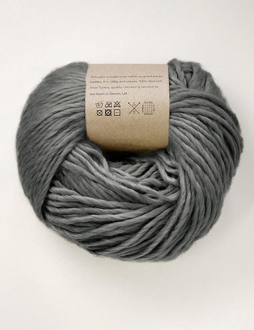Light sage coloured yarn made of recycled plastic bottles