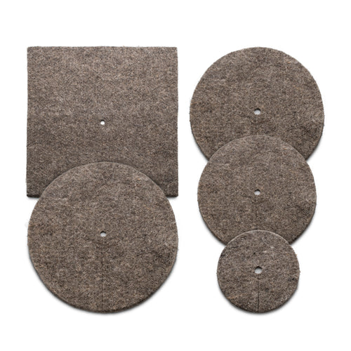 Herdwick Wool Felted Mulch Mat on white background.