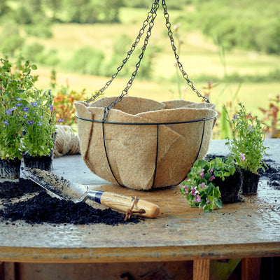 recycled coffee sack jute hanging basket liner plastic free