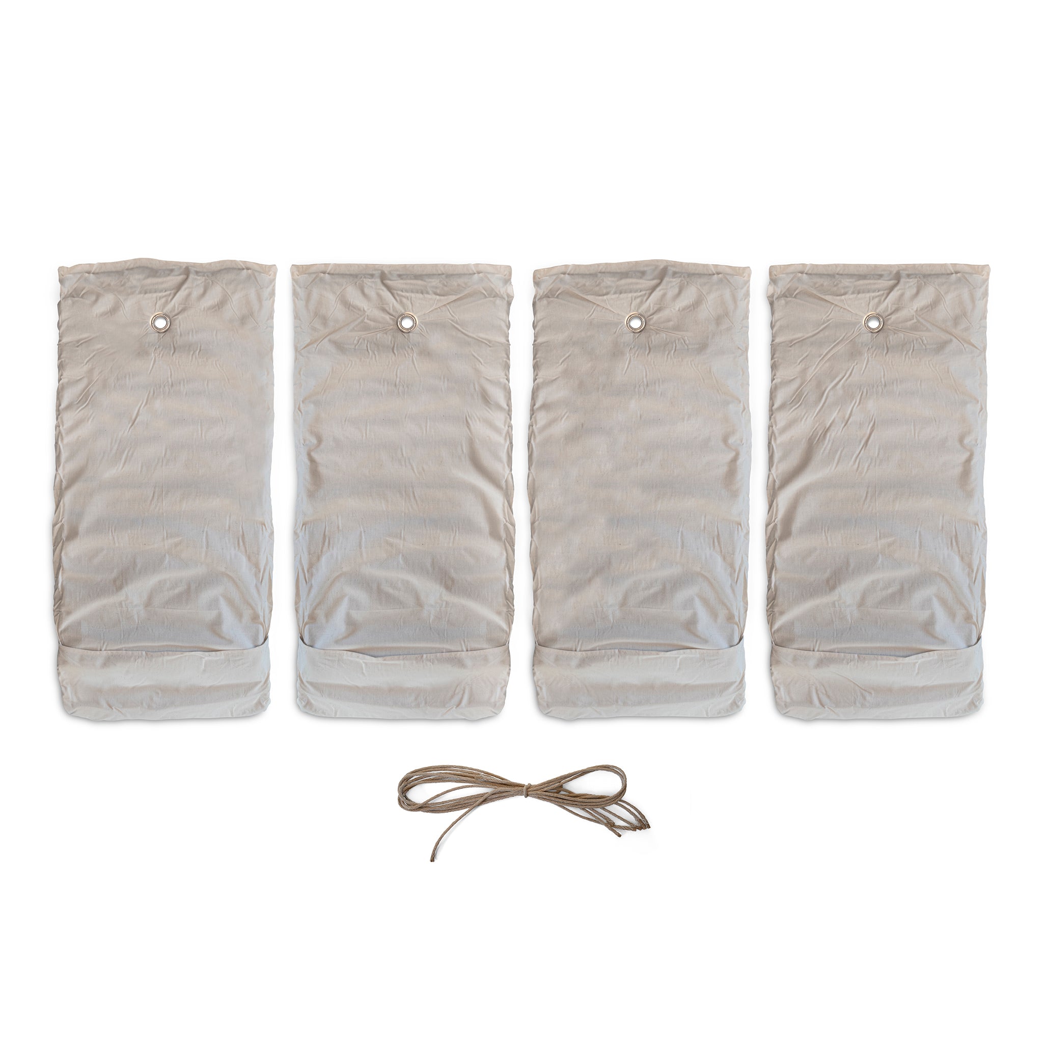 All four panels of a sheep wool insulation jacket, laid out on a white background