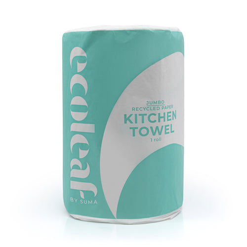 Ecoleaf 100% recycled kitchen paper towels twin pack on a white background
