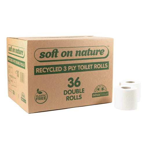 Toilet roll made of 100% recycled UK paper