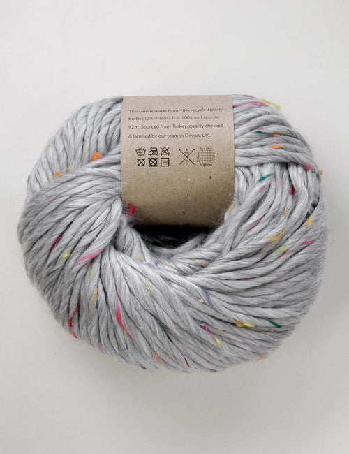 Light sage coloured yarn made of recycled plastic bottles