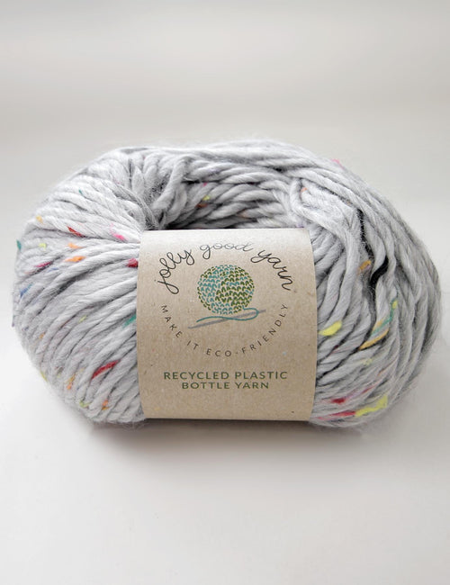 Light sage coloured yarn made of recycled plastic bottles