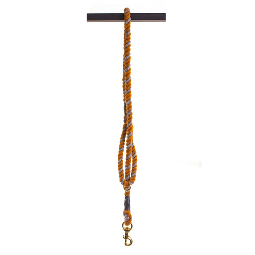 Strong wool rope dog lead with brass clips.