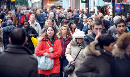 Crowd of people out looking for Black Friday bargains