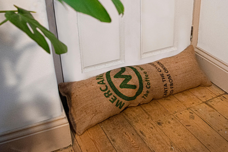 Coffee sack door draught excluder