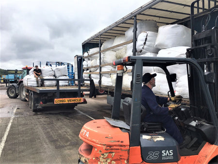 Operation wool involves loading 16 tonnes of Herdwick wool using a forklift truck onto 4 lorries