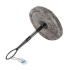 Round chimney blocker with handle and extension rod attached.