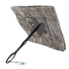 A grey wool Chimney Sheep which is an easy and effective way to draught proof a chimney.