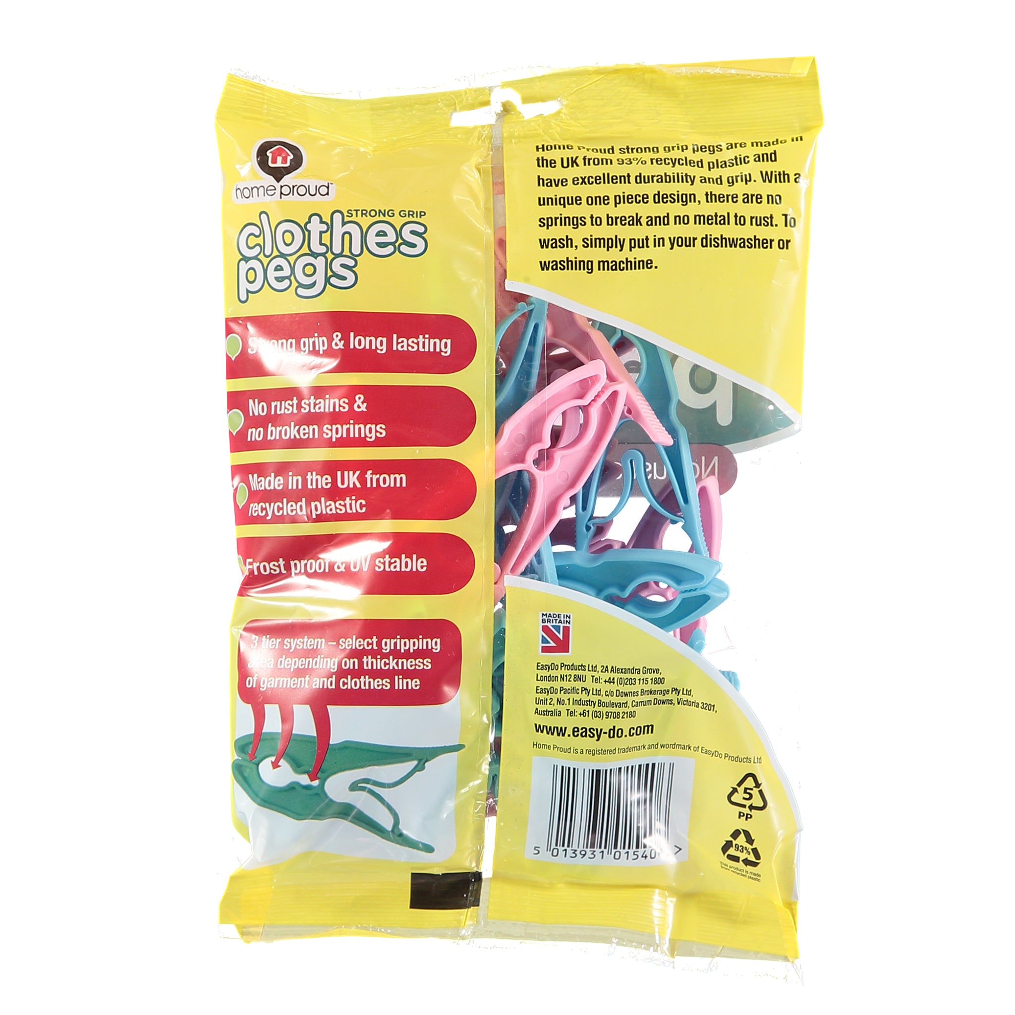 recycled plastic clothes pegs pink and blue