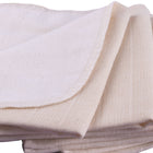 close-up of undyed unbleached organic cotton double sided facecloth with smooth side and rough side