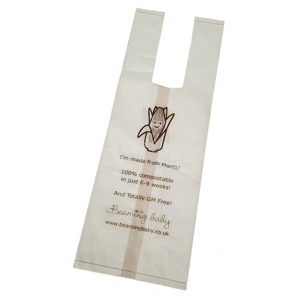 100% compostable nappy sack shown on a white background