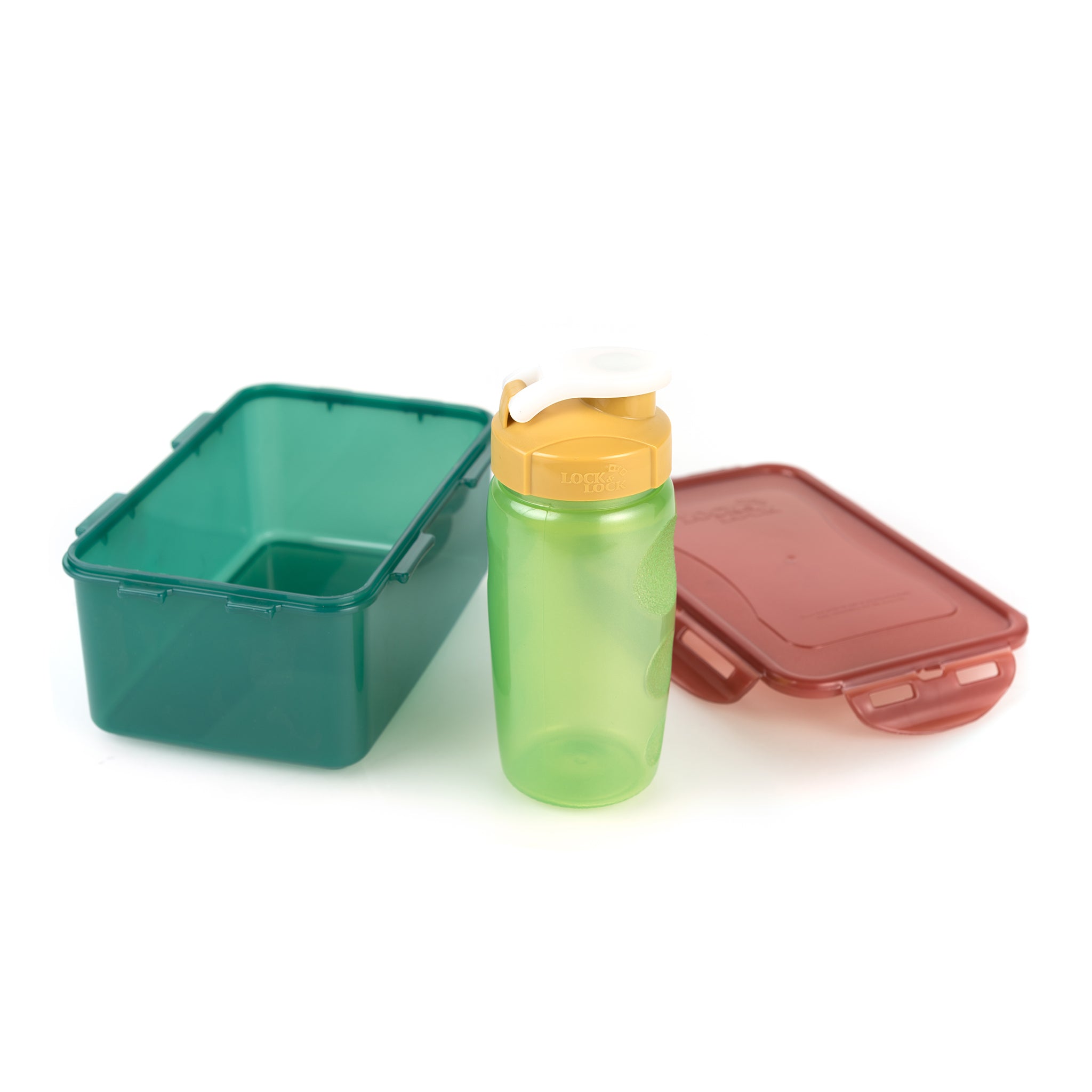 recycled plastic lunch box and recycled plastic water bottle