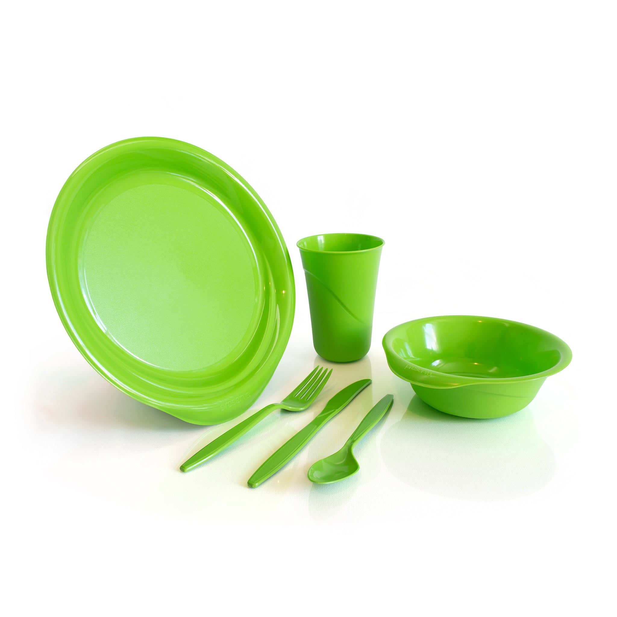 Recycled plastic dinner set in green