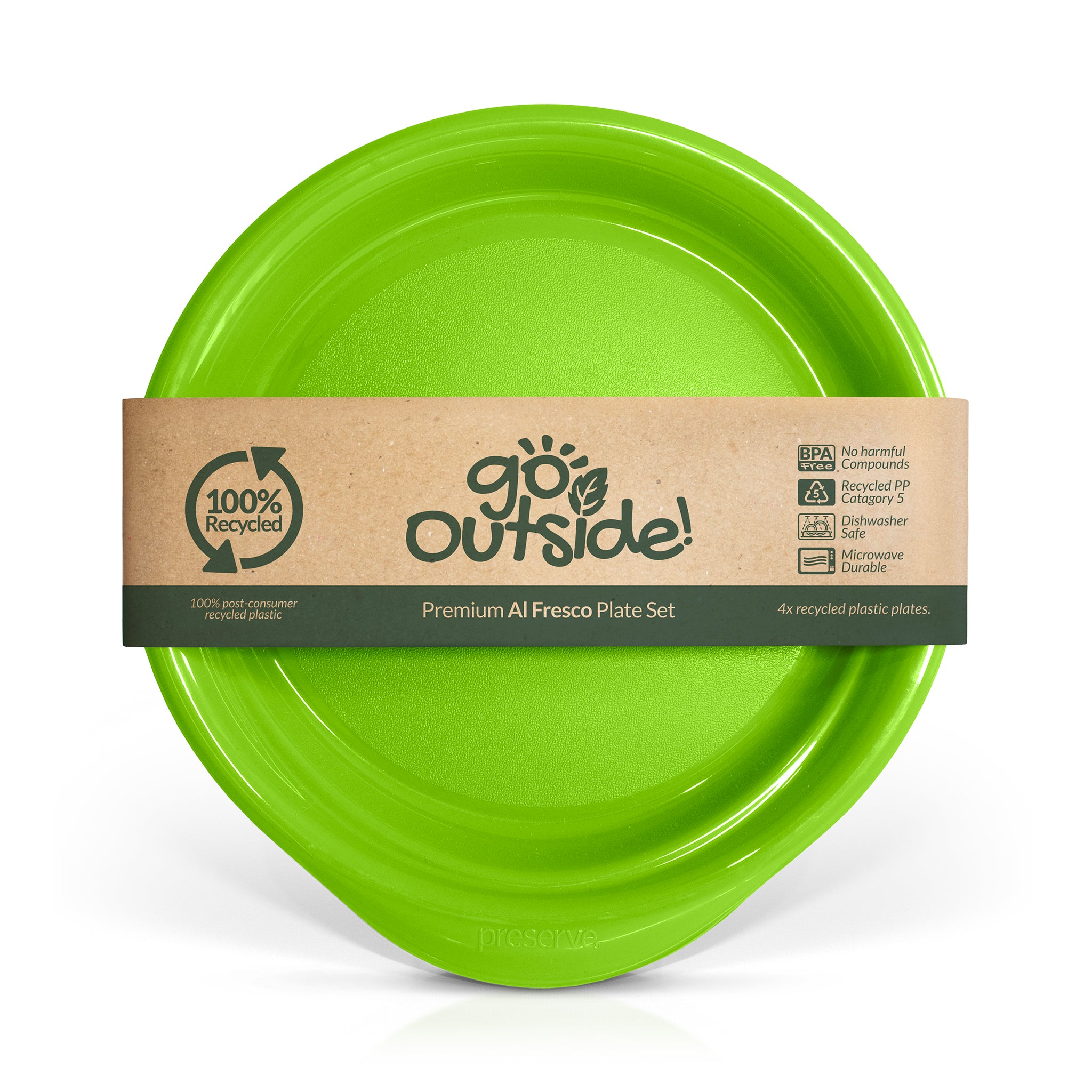 Reusable plastic dinner plate in green
