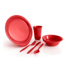 Recycled plastic tableware in red
