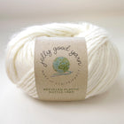 Soft cream coloured yarn made of recycled plastic bottles