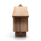 A wooden bat box standing upright on a white background
