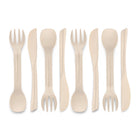 Pack of 4 bioplastic knife and spork set.