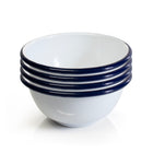 Enamel bowl white with blue rim set