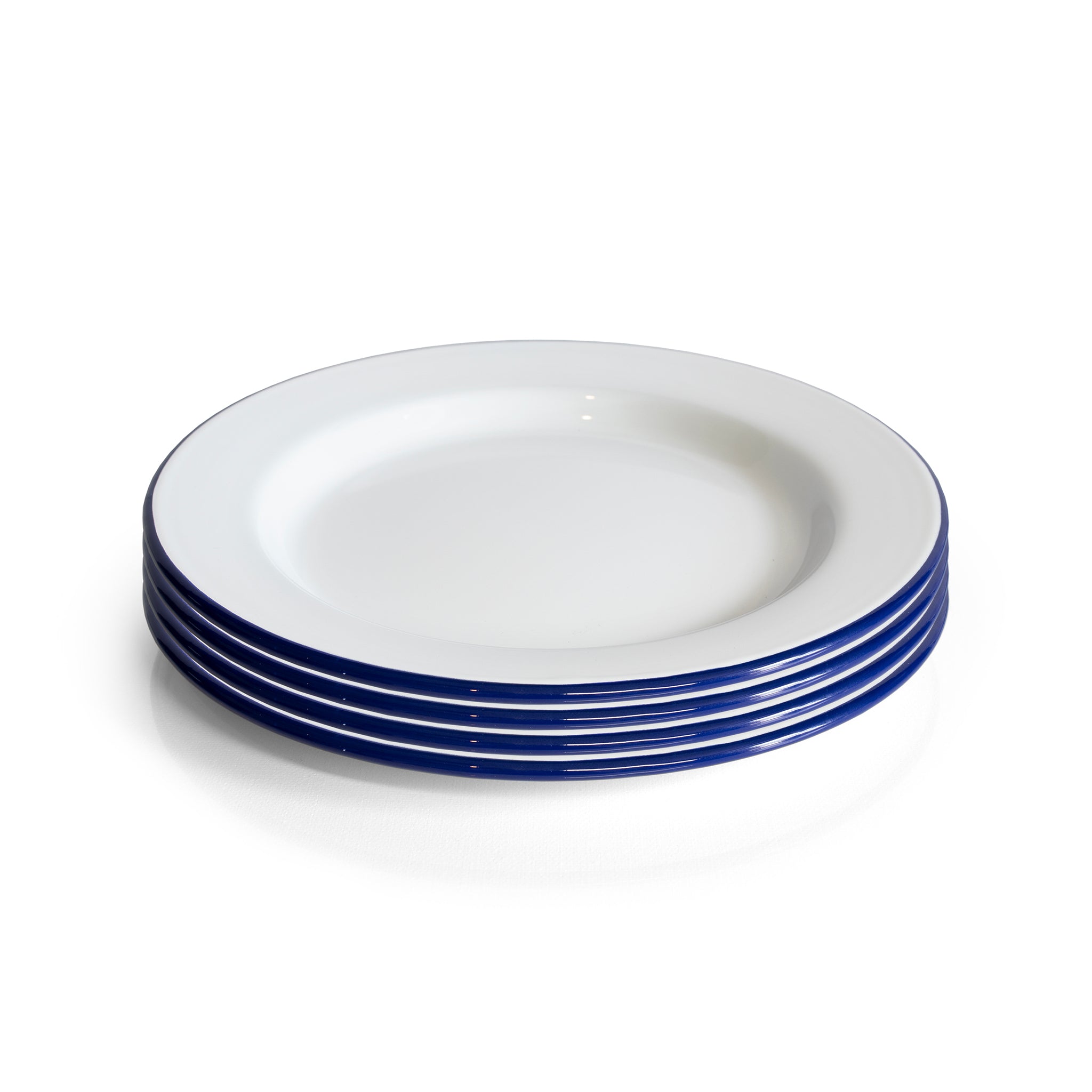 Enamel plate white with blue rim set