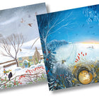 Two charming designed rural scene showy Christmas cards by Julia Crossland 