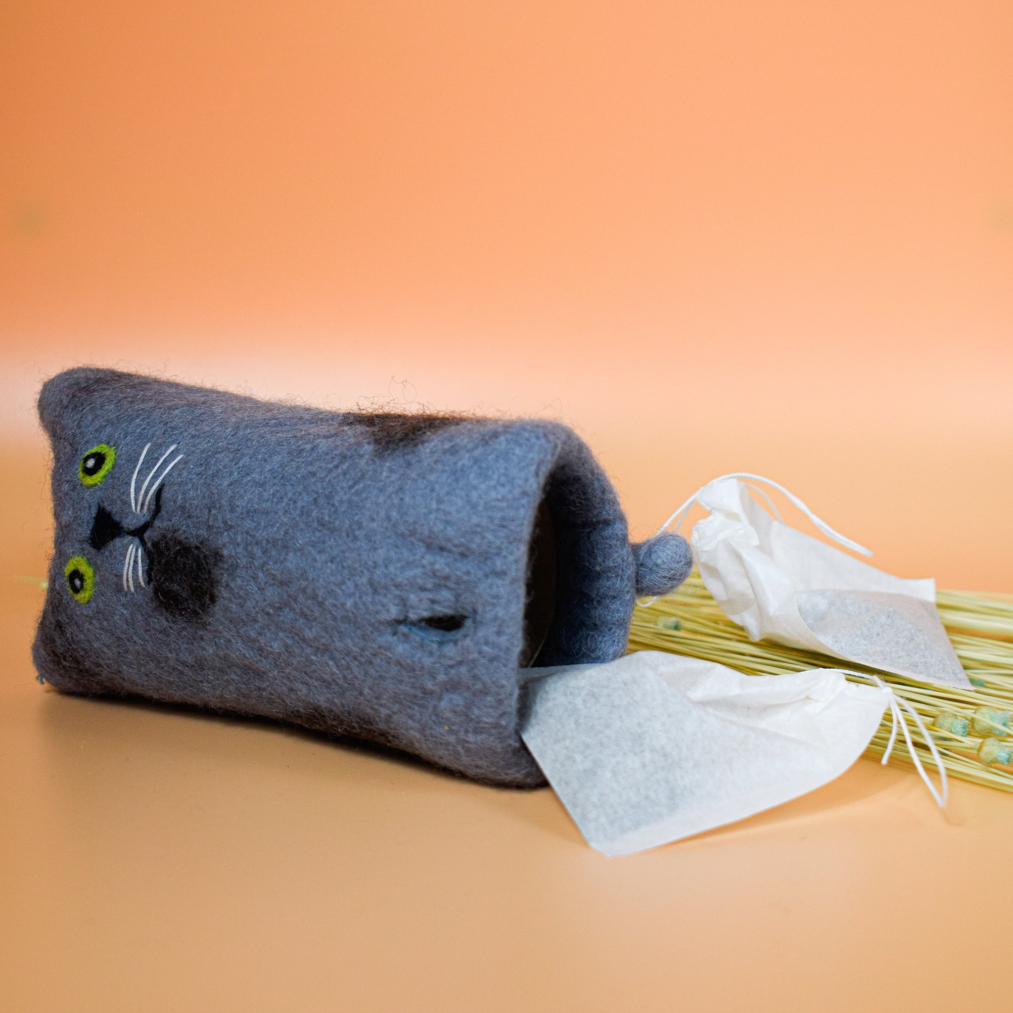 Hooman's Friend felted cat toy with ideas of what to put inside