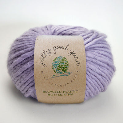 Light sage coloured yarn made of recycled plastic bottles 