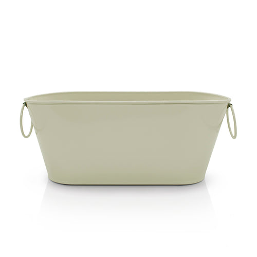 Cream rectangular metal bucket