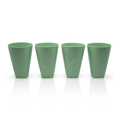 Four bioplastic cups made from waste sugarcane. thumbnail