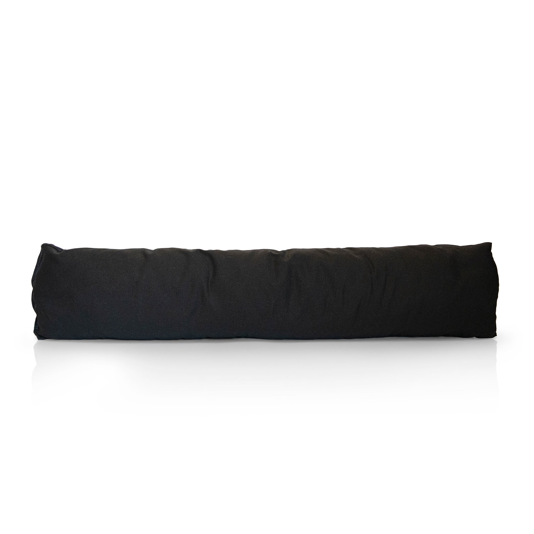 Black Organic UK Made Door Draught Excluder stuffed with British wool. 