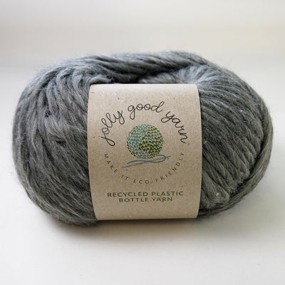Light sage coloured yarn made of recycled plastic bottles 