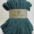 Blue recycled braided cord with Jolly Good Yarn label