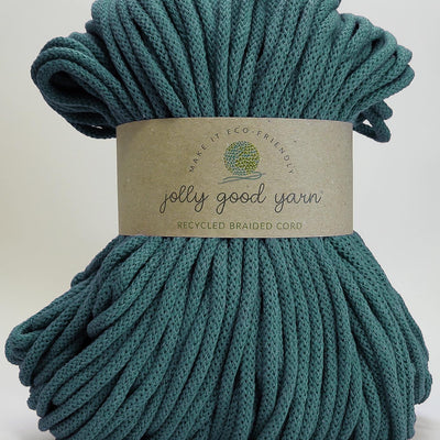 5mm thick turquoise braided cord with a 'jolly good yarn' label on a light gray background