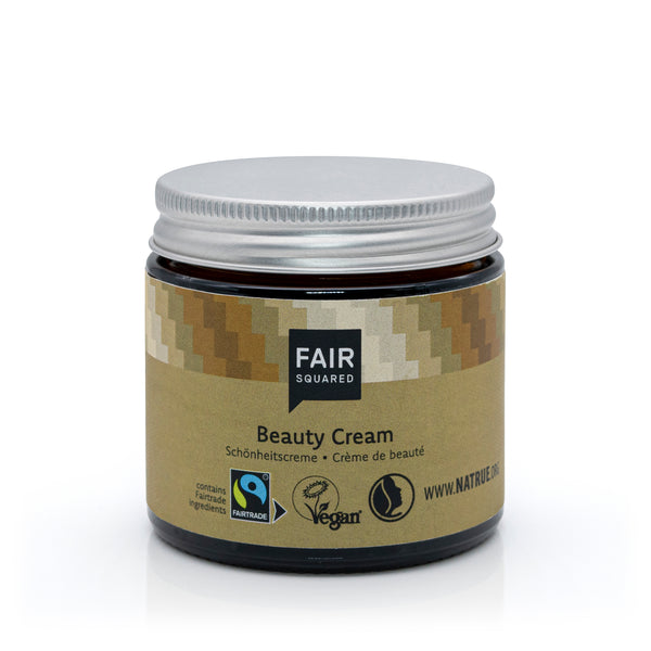 Glass jar of Fair Squared Beauty Cream with metal screwtop lid 