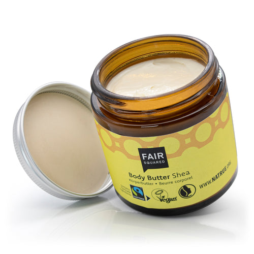 Jar of Fair Squared Body Butter Shea on a white background