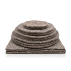 Bundle of wool mulch mats with a hessian scrim, on a white background.