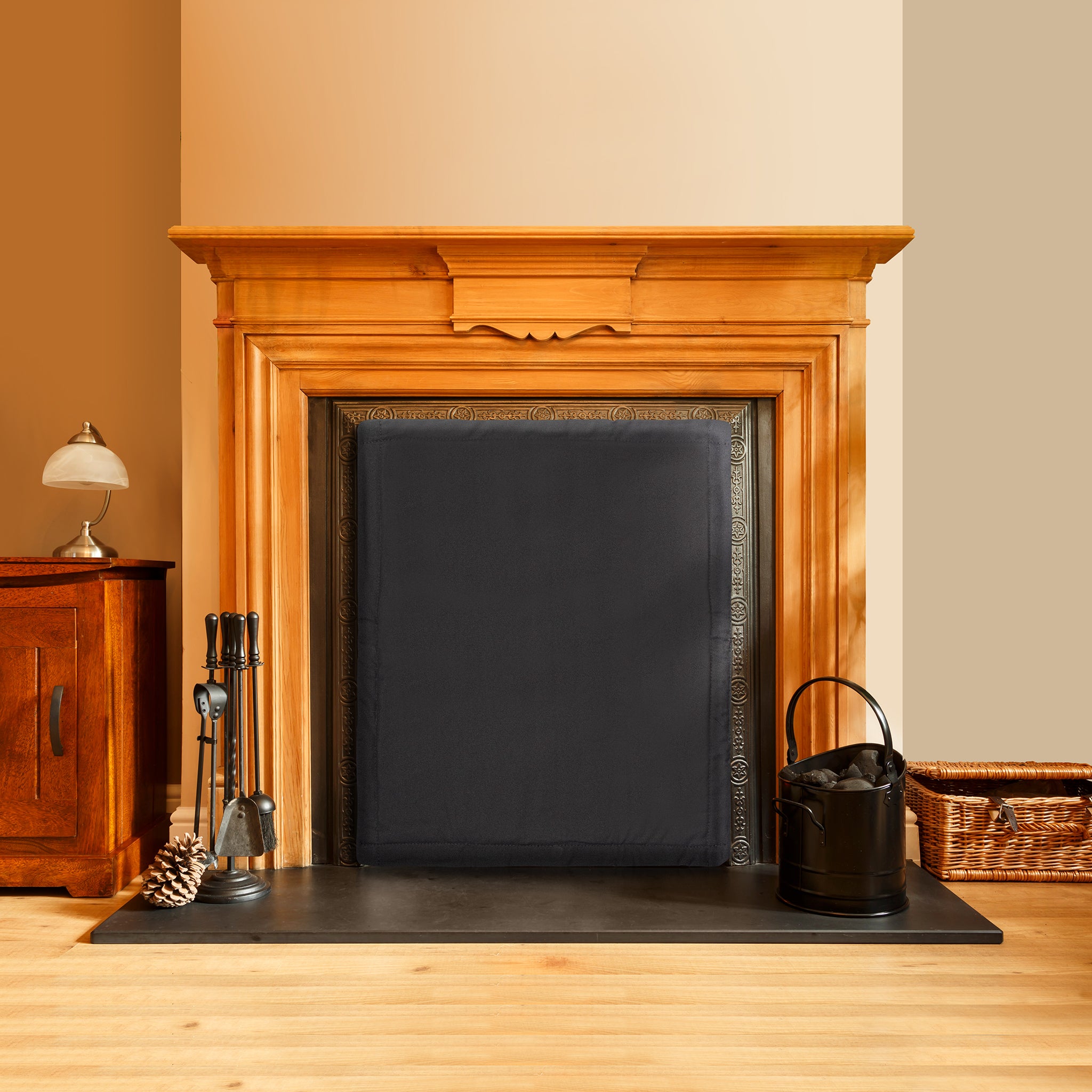 Velcros Fireplace Cover, Fireplace Draft Stopper, Fireplace Blocker Blanket  for Heat Loss Black 36 W x 30 H
