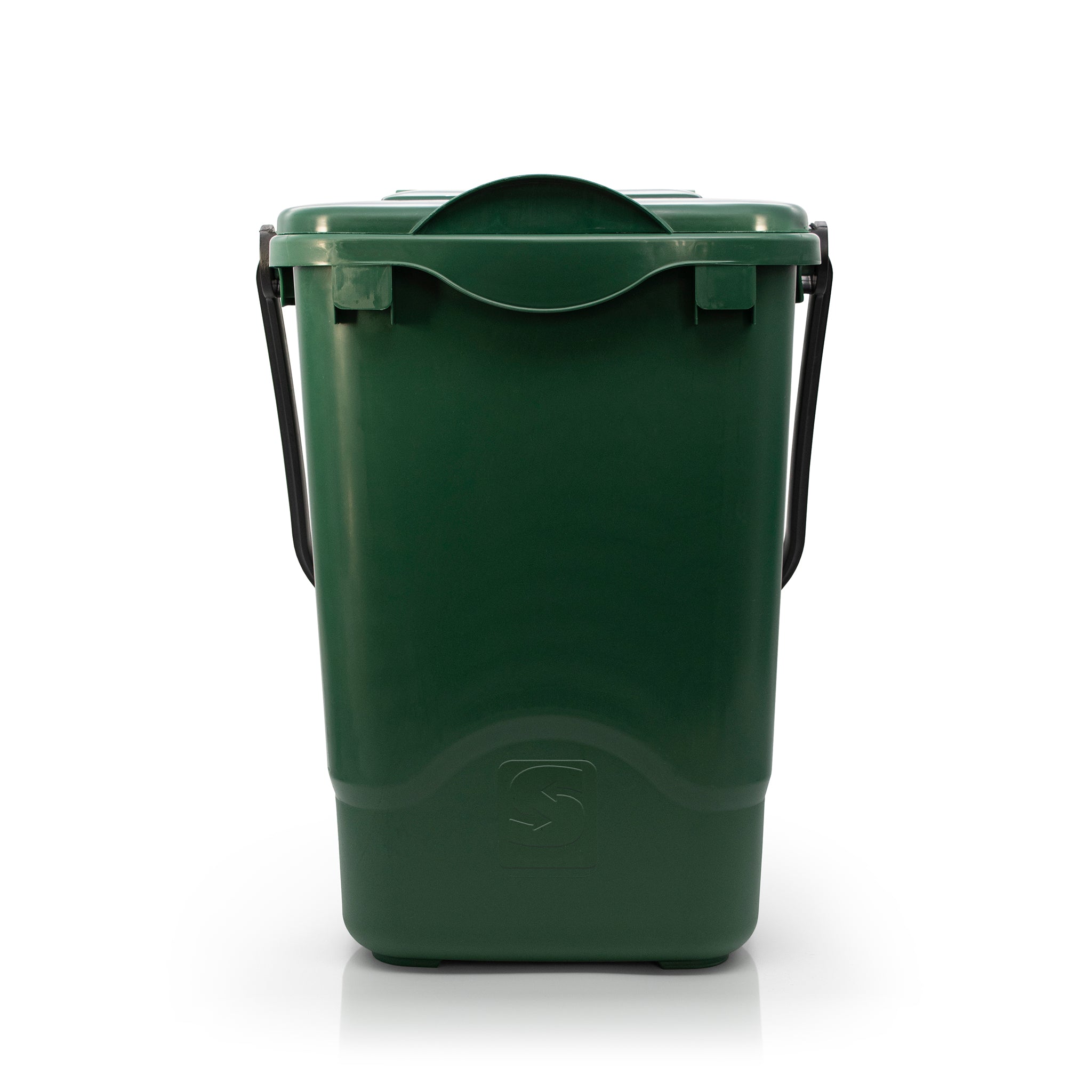 Front view of green compost caddy