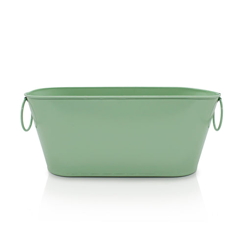 Cream rectangular metal bucket