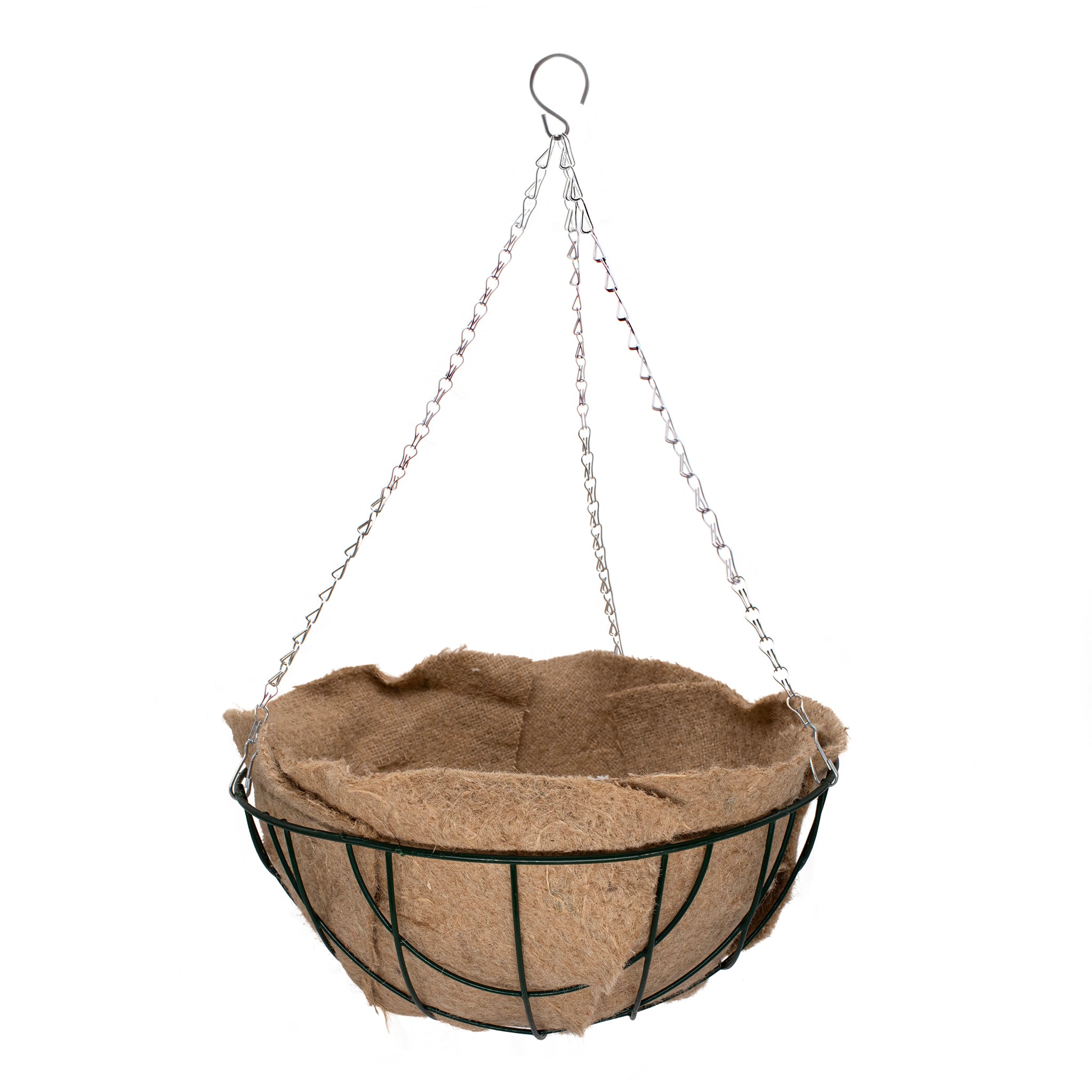 medium metal hanging basket with jute hanging basket liner
