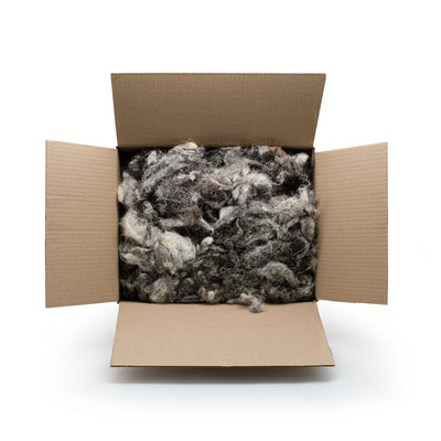Pile of 1 kg Herdwick wool in shades  of grey