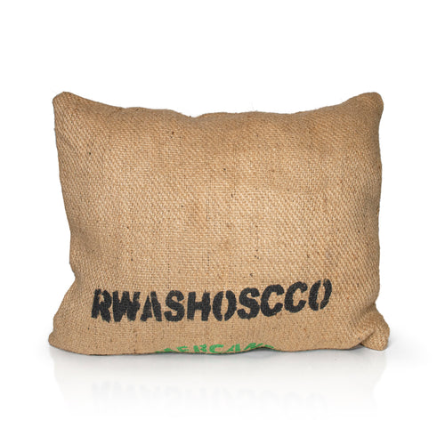 A mix off wool filled, jute hessian outdoor cushion