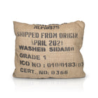 A mix off wool filled, jute hessian outdoor cushion