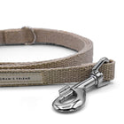 Hemp dog lead with close up of silver clasp