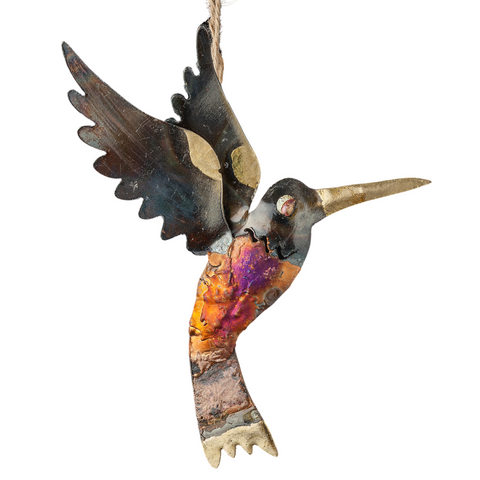 Tumia Recycled Metal Hummingbird Hanging Decoration
