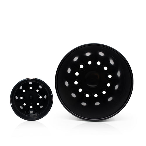 Large 20 Litre black plant pot on a white background.